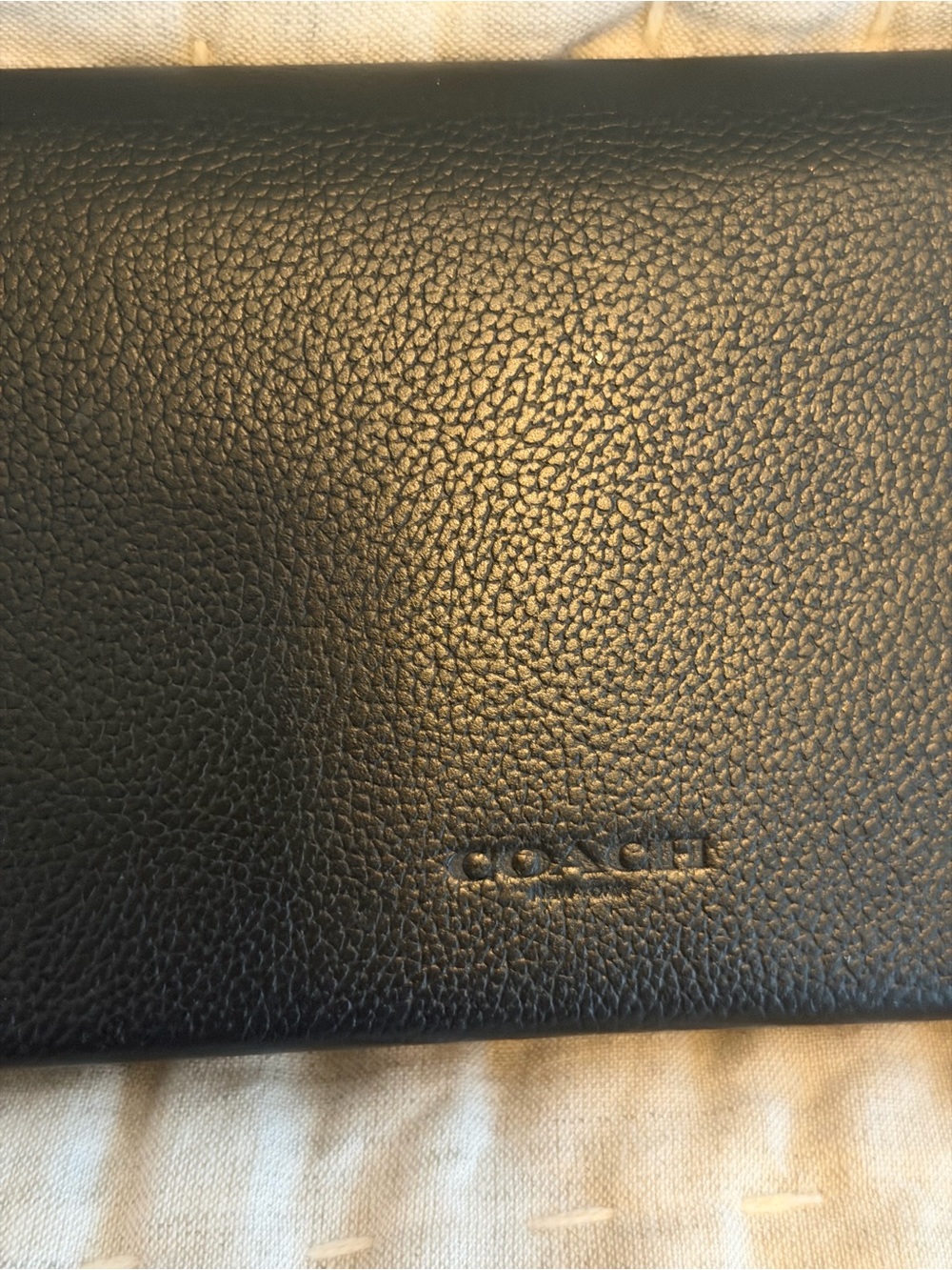 Coach Bifold Black Textured Leather Wallet 7x4 with Dusty - Picture 9 of 9